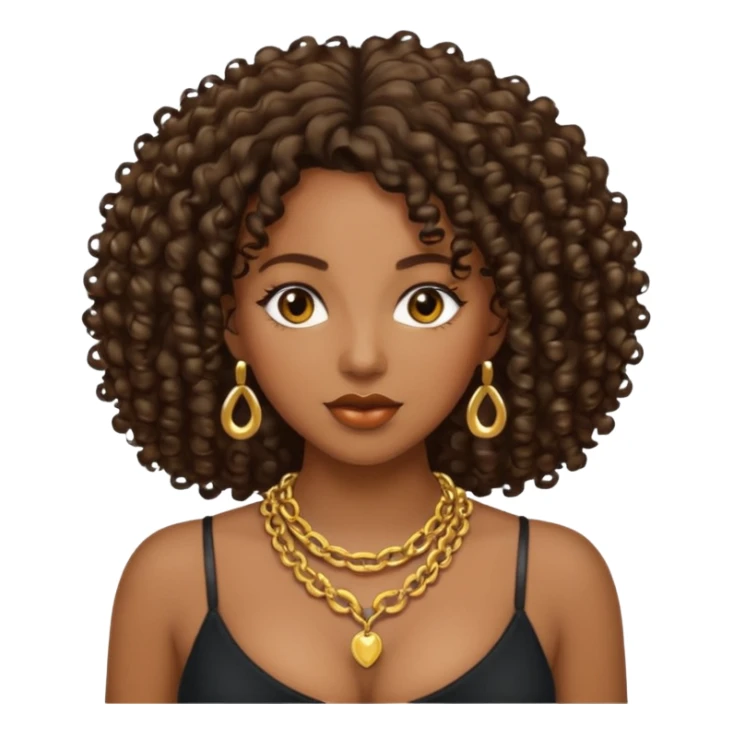 black woman bigger breast emoji curly hair darker sticker