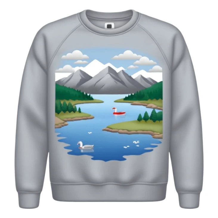 Sweat shirt with very very tiny embroidered lake design in top left corner sticker