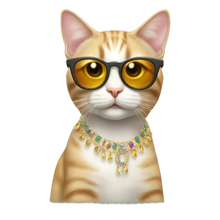birthday cat with cool earrings and sunglasses sticker