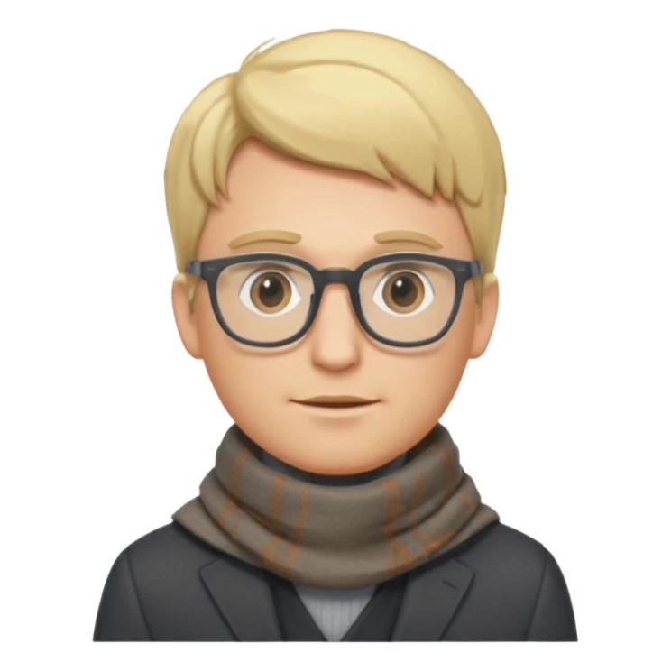 gray scarf male blonde hair with suit glasses sticker