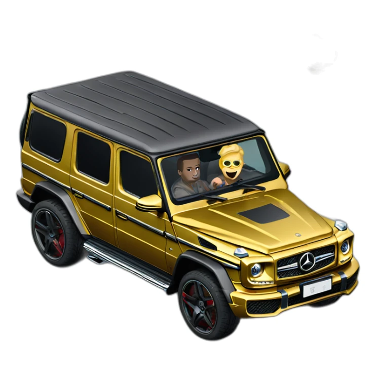 gold mercedes g63 with a thug at the wheel. sticker