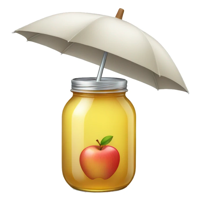 jar of apple juice with umbrella sticker