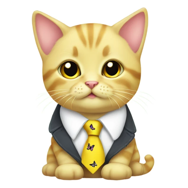  baby yellow cute cat with butterfly tie sticker