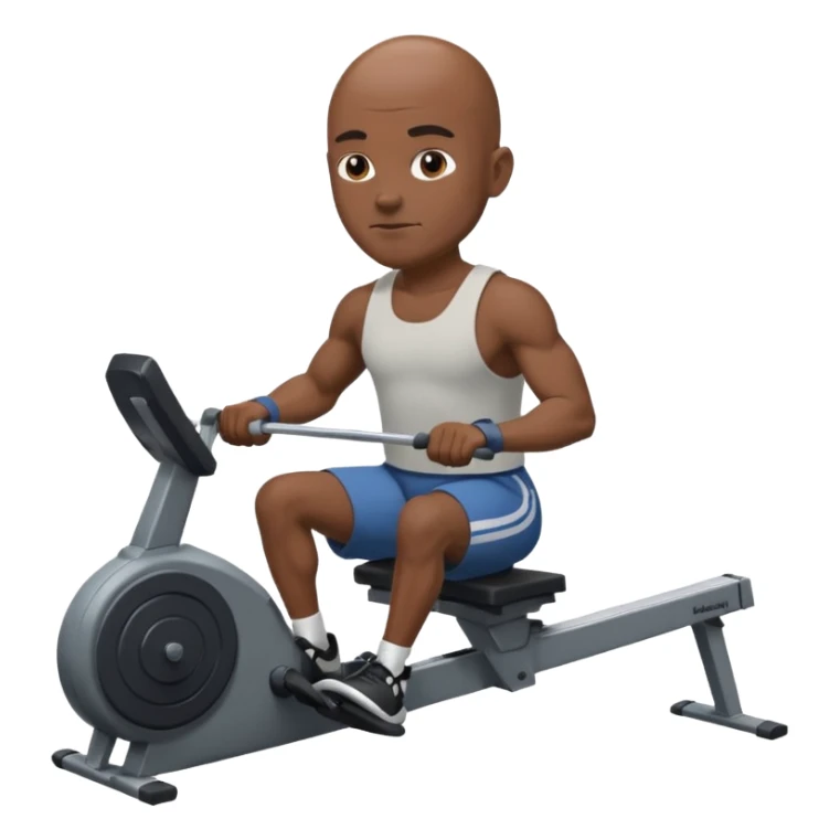 bald african american male on rowing machine sticker