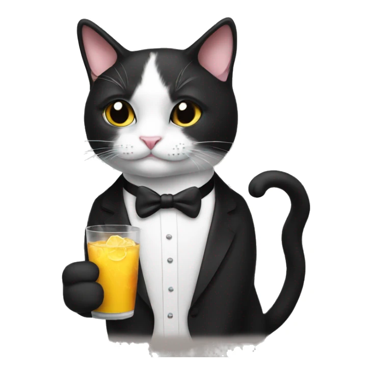 Tuxedo cat with drink sticker