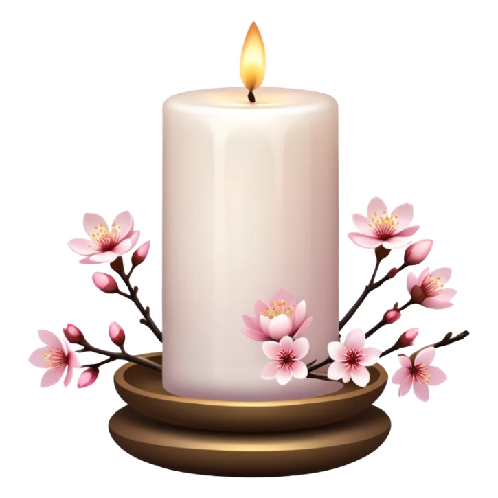 Zen meditative calm beautiful sakura candle aesthetic detailed decorations sticker