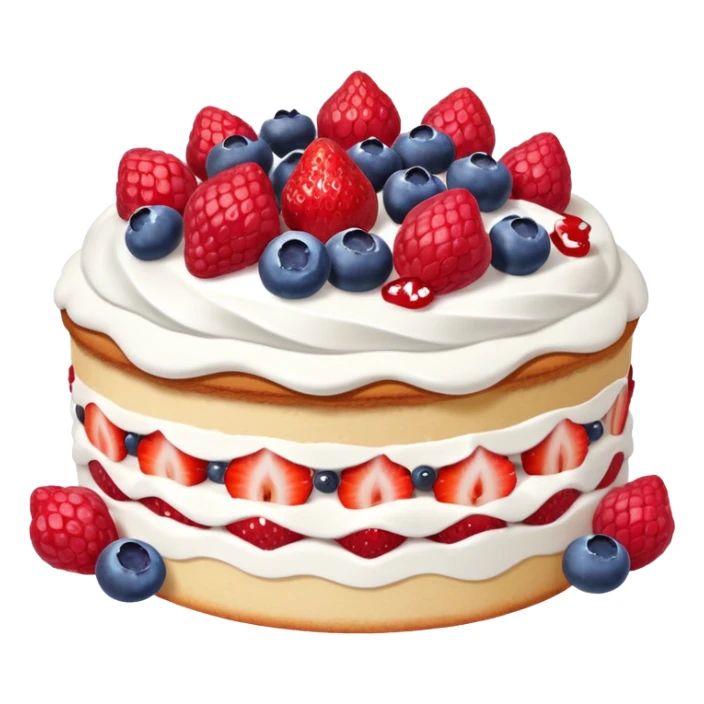 whipped cream cake topped with strawberries raspberries blueberries assorted berries sticker