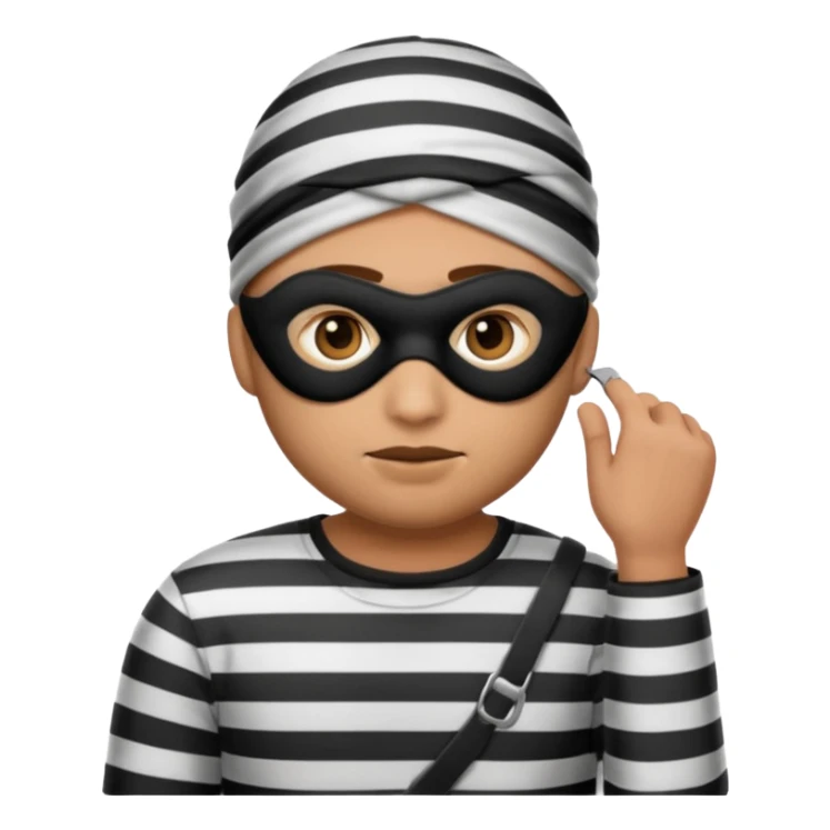 A theif robber emoji,Stripped shirt.eye mask. sticker