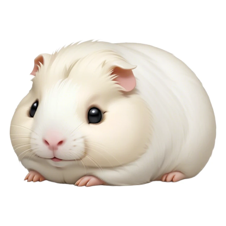 Meme-Worthy Cute Sleeping White Guinea Pig Portrait Emoji, Head resting peacefully with a contented smile, showcasing a delightfully chubby build and a luxuriously soft pure white coat, eyes shut in a serene, cozy nap, Simplified yet hilariously adorable features, highly detailed, glowing with a soft, drowsy light, high shine, relaxed and utterly lovable, stylized with an air of playful laziness, bright and heartwarming, soft glowing outline, capturing the essence of a comically sleepy guinea pig, so meme-worthy it feels like it could instantly become the next viral sensation of adorable slumber! sticker