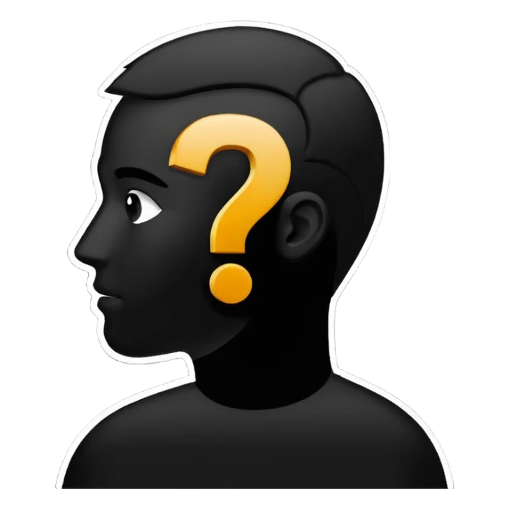 silhouette of a man with a question mark sticker