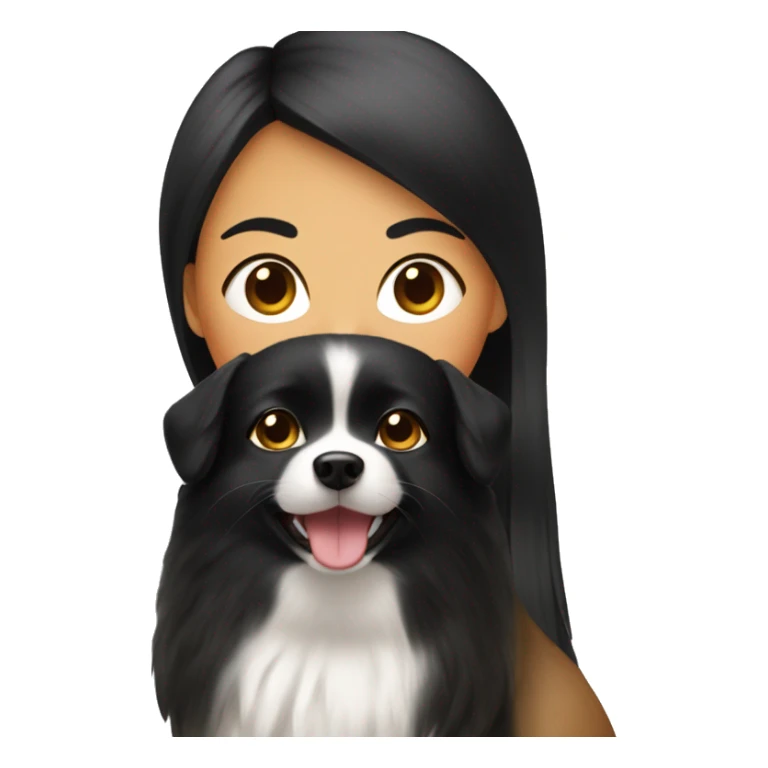 Spitz dog with black haired girl sticker