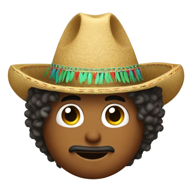 curly hair man with sombrero showing number 1 sticker