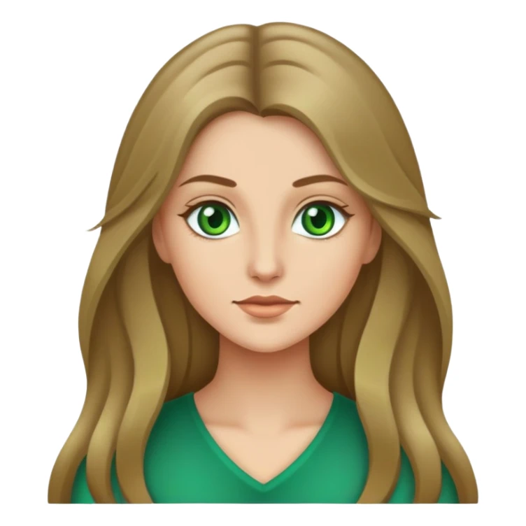 Mujer de piel clara y pelo rubio oscuro, ojos verdes y pelo largo sticker