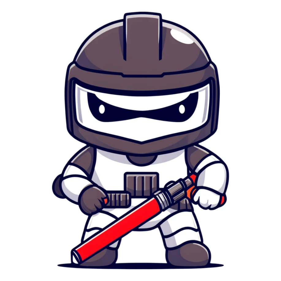 Oreo cookie dressed as Darth Vader with iconic black helmet and red lightsaber sticker