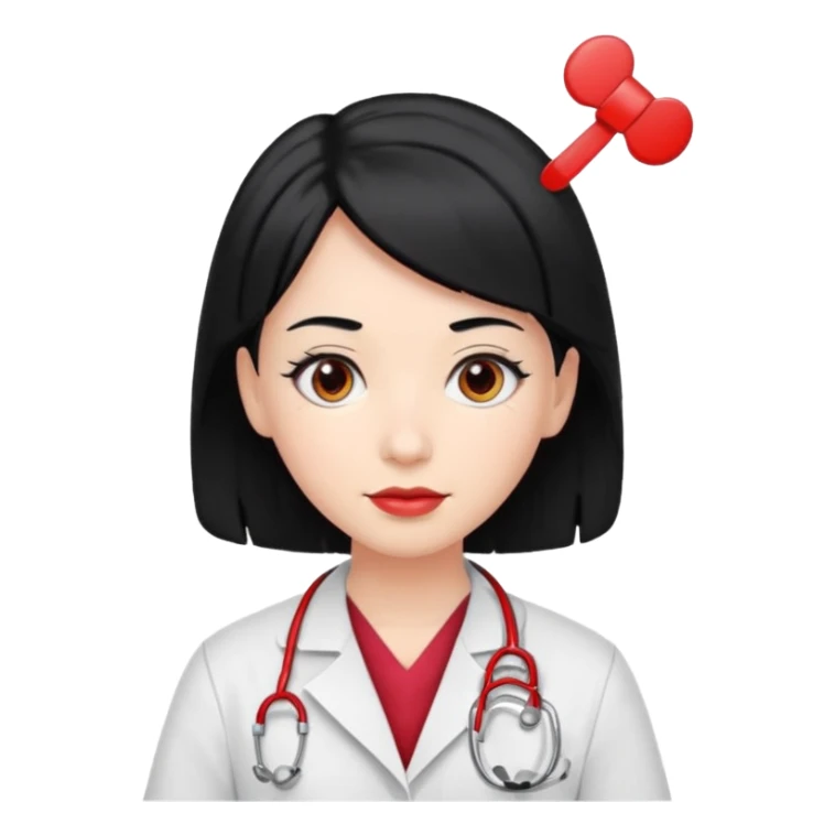 doctor with black hair and red hairclips  sticker