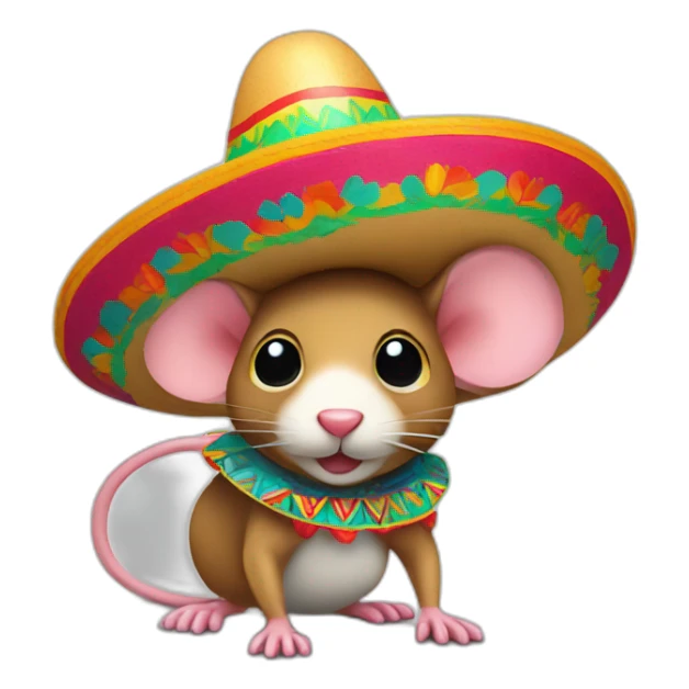 Mouse with a Mexican colourful sombrero on his head sticker