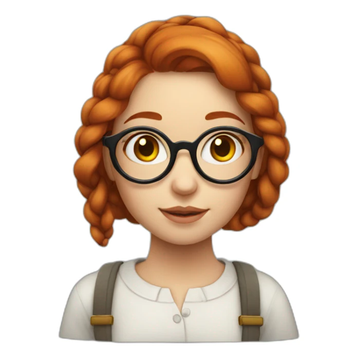 Redhead girl Artist painter with a braid and large round glasses sticker