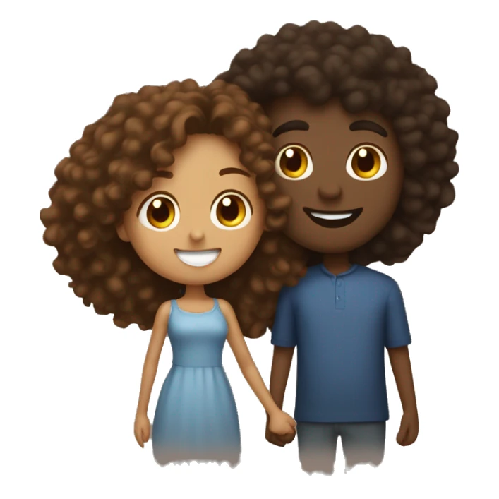 Brown curly haired woman with dark skinned tall man kissing  sticker