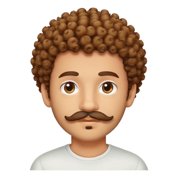 Curly boy with italian mustache and beard  sticker