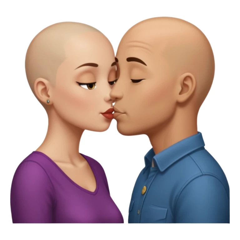 So tall Bald boy kissing a brunette girl  sticker