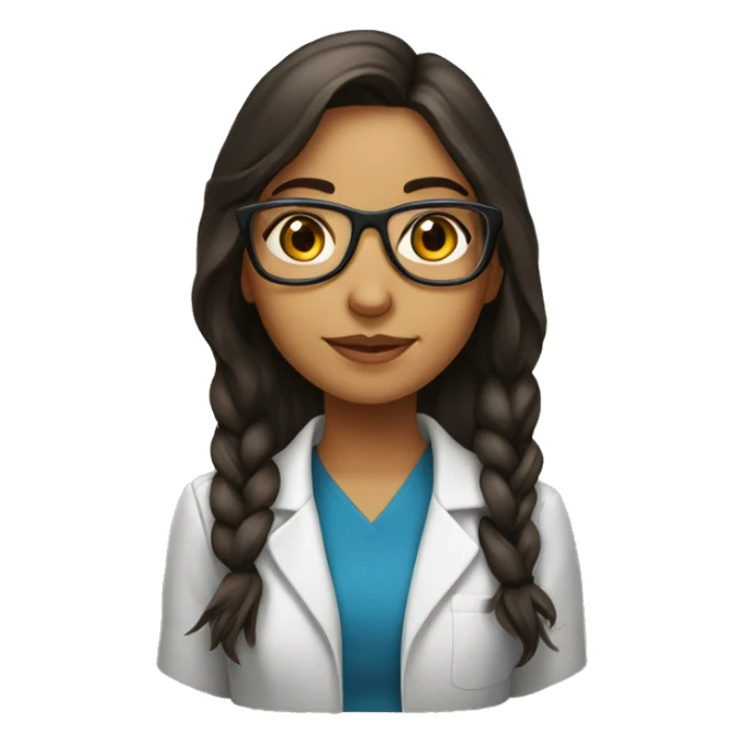 Scientific girl, brunette, olive skin with glasses  sticker