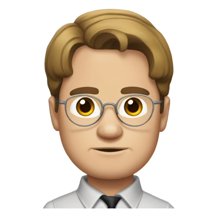 Dwight Schrute from the office tv show with a middle part sticker