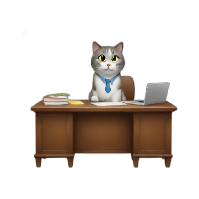 cat secretary sitting on top of the cloud sticker