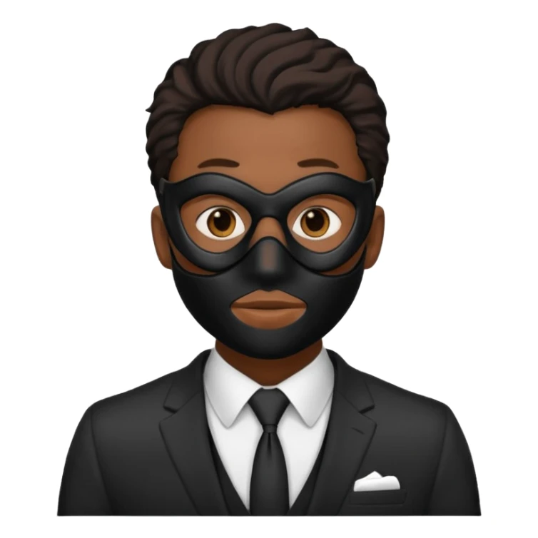 black man in suit and mask sticker