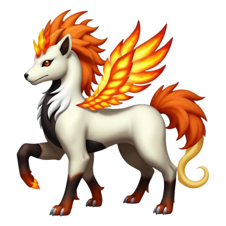 Shiny Exotic Gothic Rapidash-Houndoom-Arcanine-Pokémon-Fakémon-hybrid-creature sticker