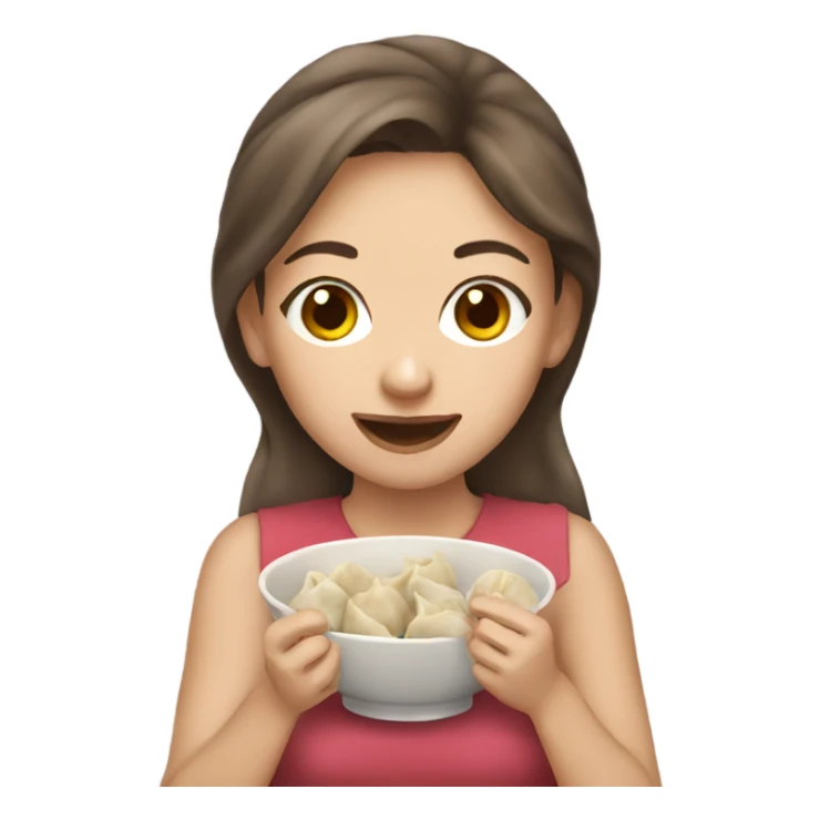 Brown hair Girl eating dumplings sticker