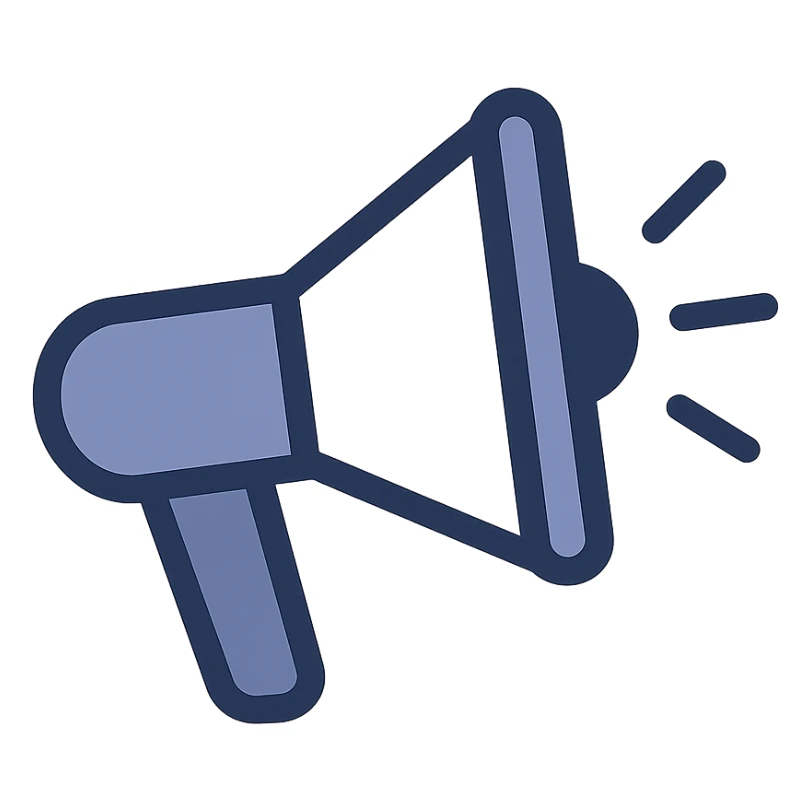 megaphone as a flat icon, minimal details, clean lines sticker