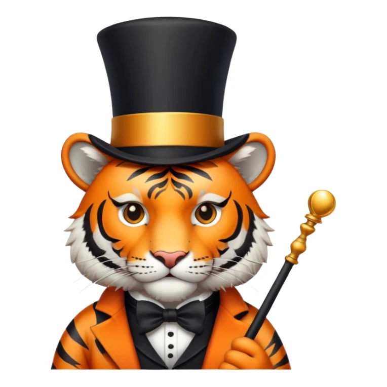 Tiger magician with wand and top hat sticker