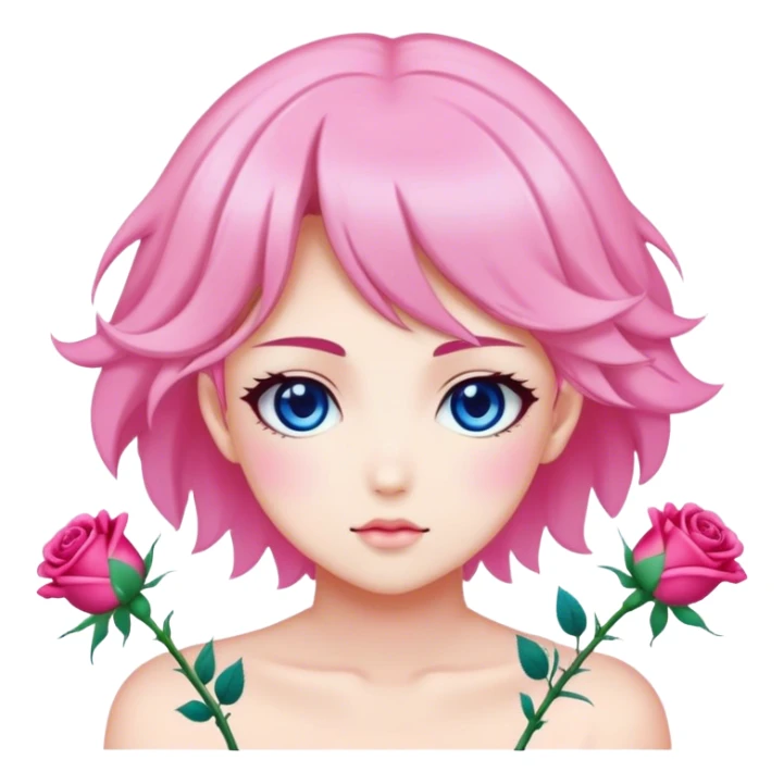 Louve bleu rose néons en dégradés style manga multiples expressions sticker