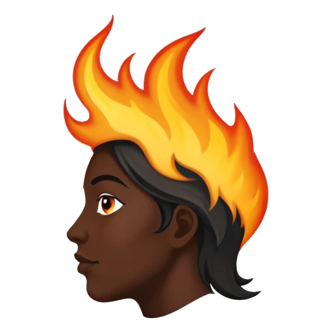 side face with flame for hair sticking out, with icon black skin sticker