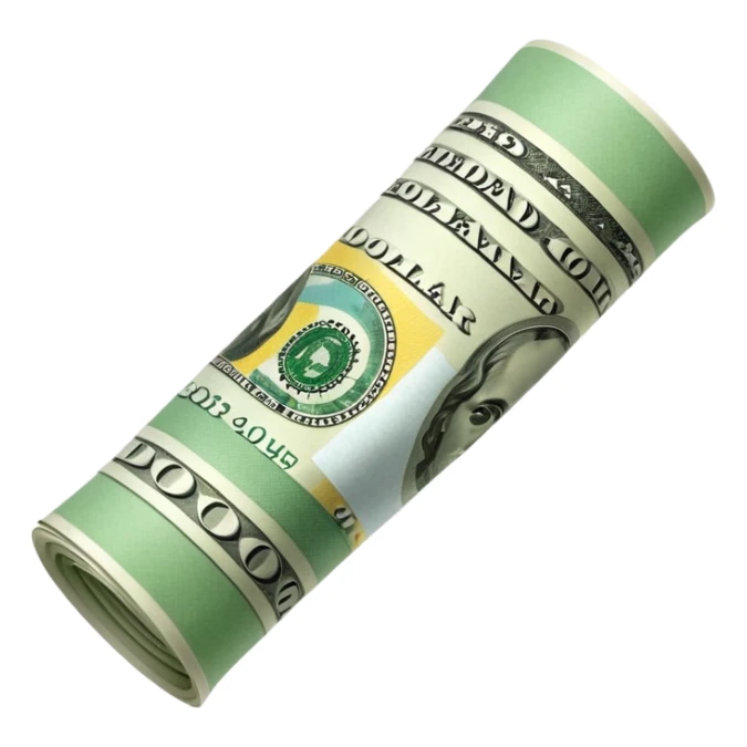 Money that is like a tube One dollar sticker