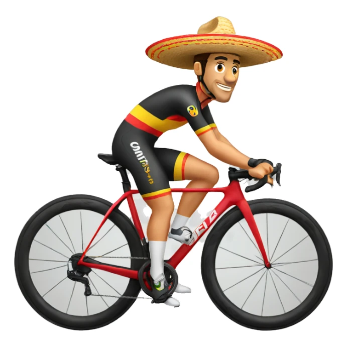 Spanish cycling Profi on his bike wearing a sombrero  sticker