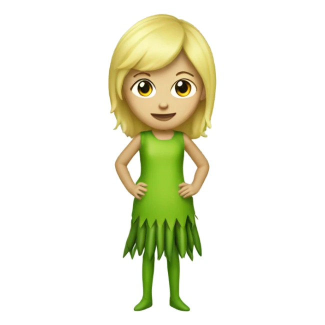 Blonde girl dressed in asparagus costume  sticker