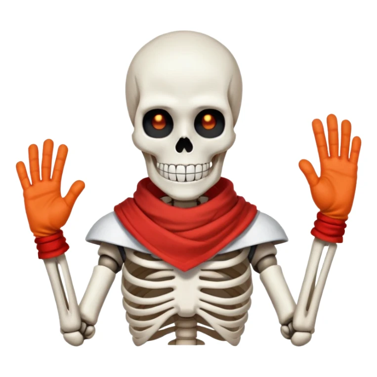 Papyrus from Undertale, tall skeleton with a red scarf, white body armor, orange-red gloves, enthusiastic expression sticker
