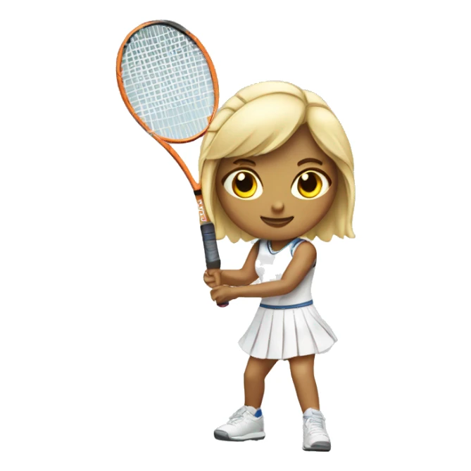 Blonde girl playing tennis with white skirt sticker