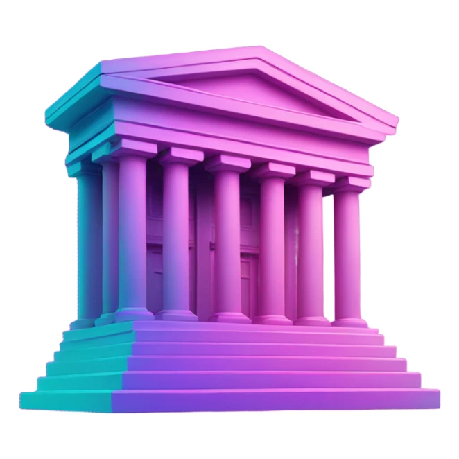 Vaporwave color themed bank emoji sticker