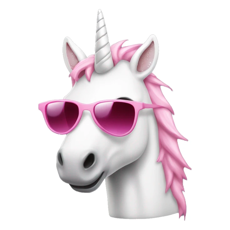 Weißes Einhorn mit rosa Mähne und Sonnenbrille  sticker