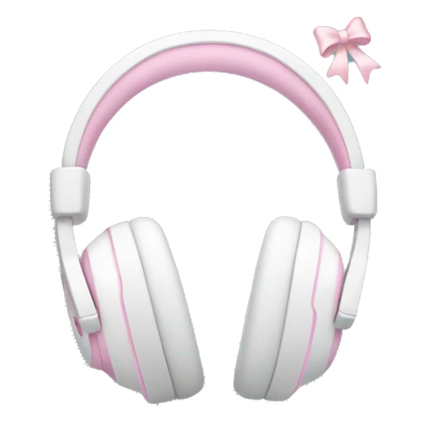 White apple headphones with light pink bows  sticker