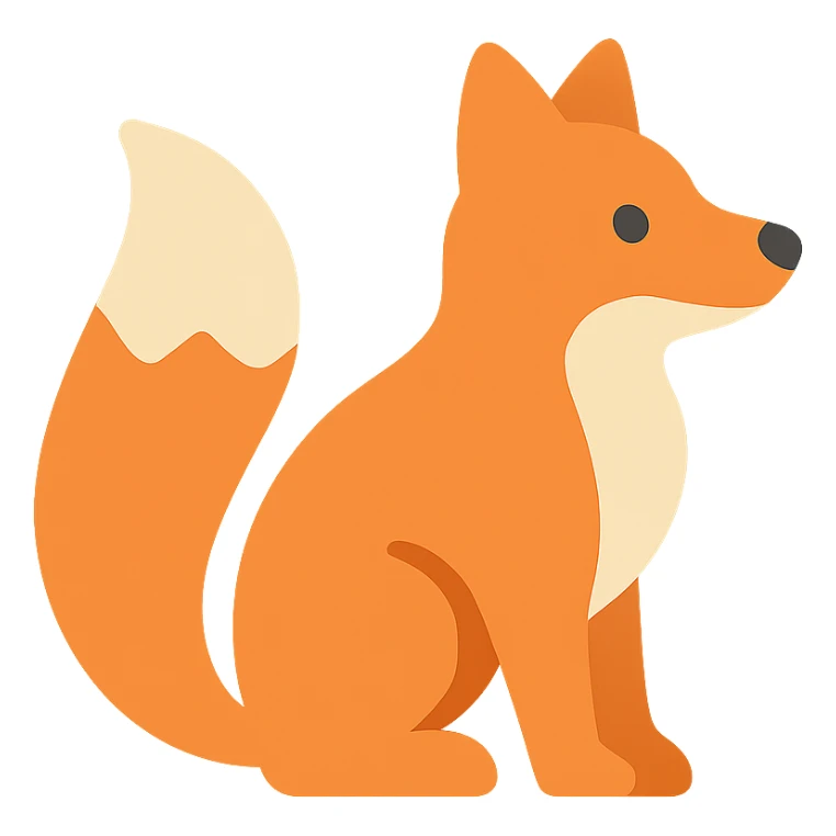 fox, flat color icon, clean and modern sticker