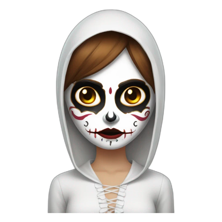 Catrina angry with brown hair and white face paint sticker
