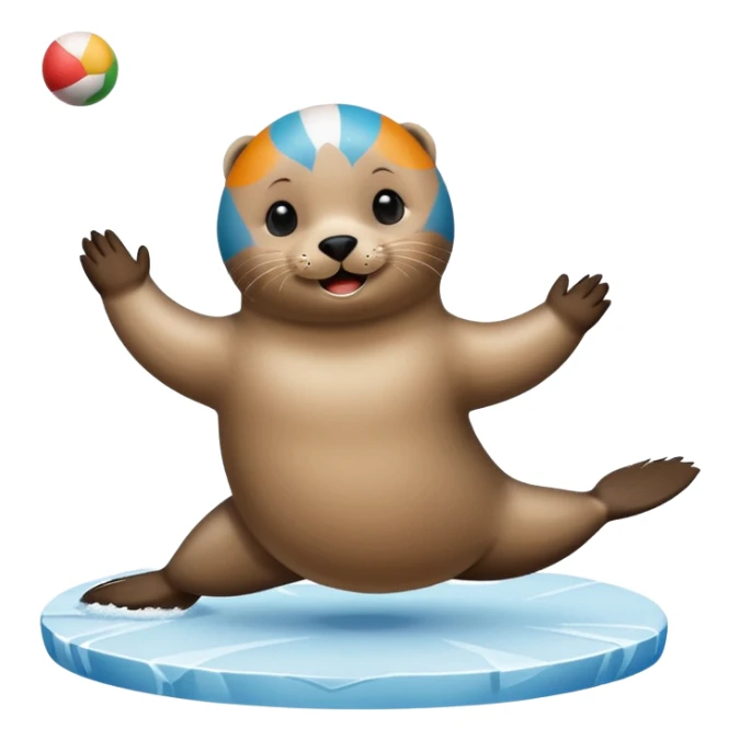 A seal performing gymnastics and jugglingo on ice sticker