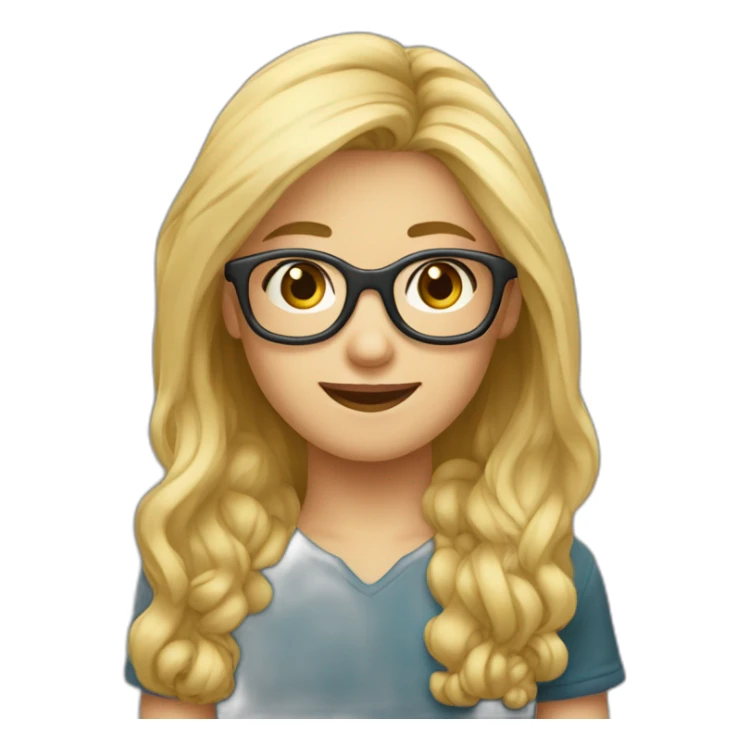 Fille blonde faisant câlin garçon brun lunettes sticker