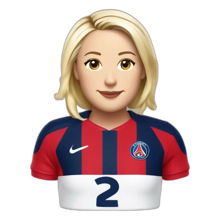 marine le pen with psg shirt sticker