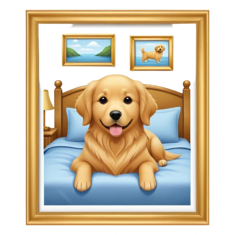 Bedroom with a dog in it sticker