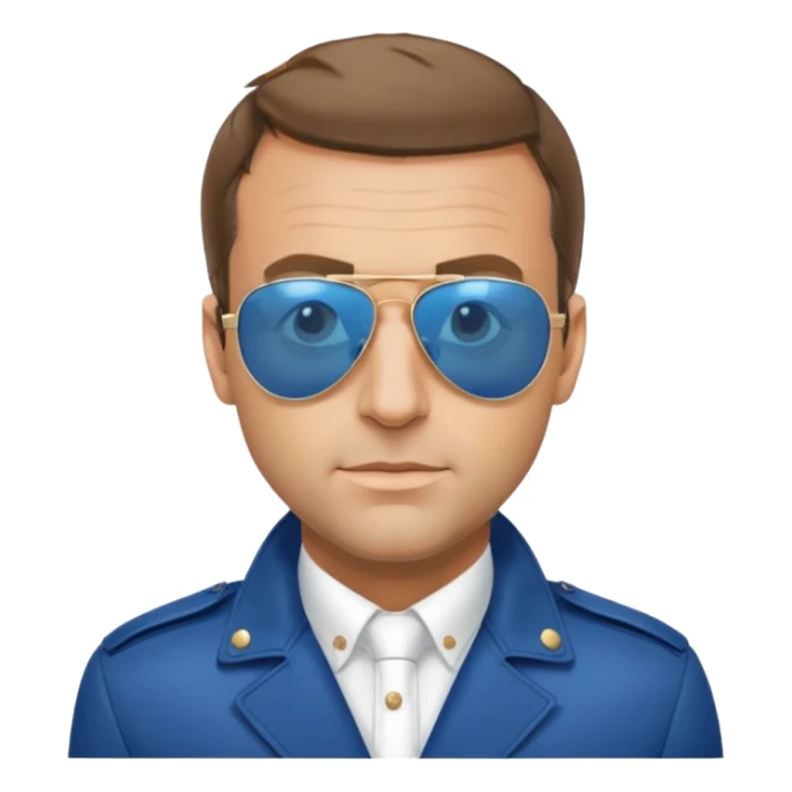 President Macron with mirrored blue aviator sunglasses sticker