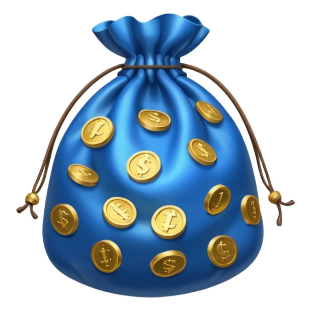 money bag full off blue coins sticker